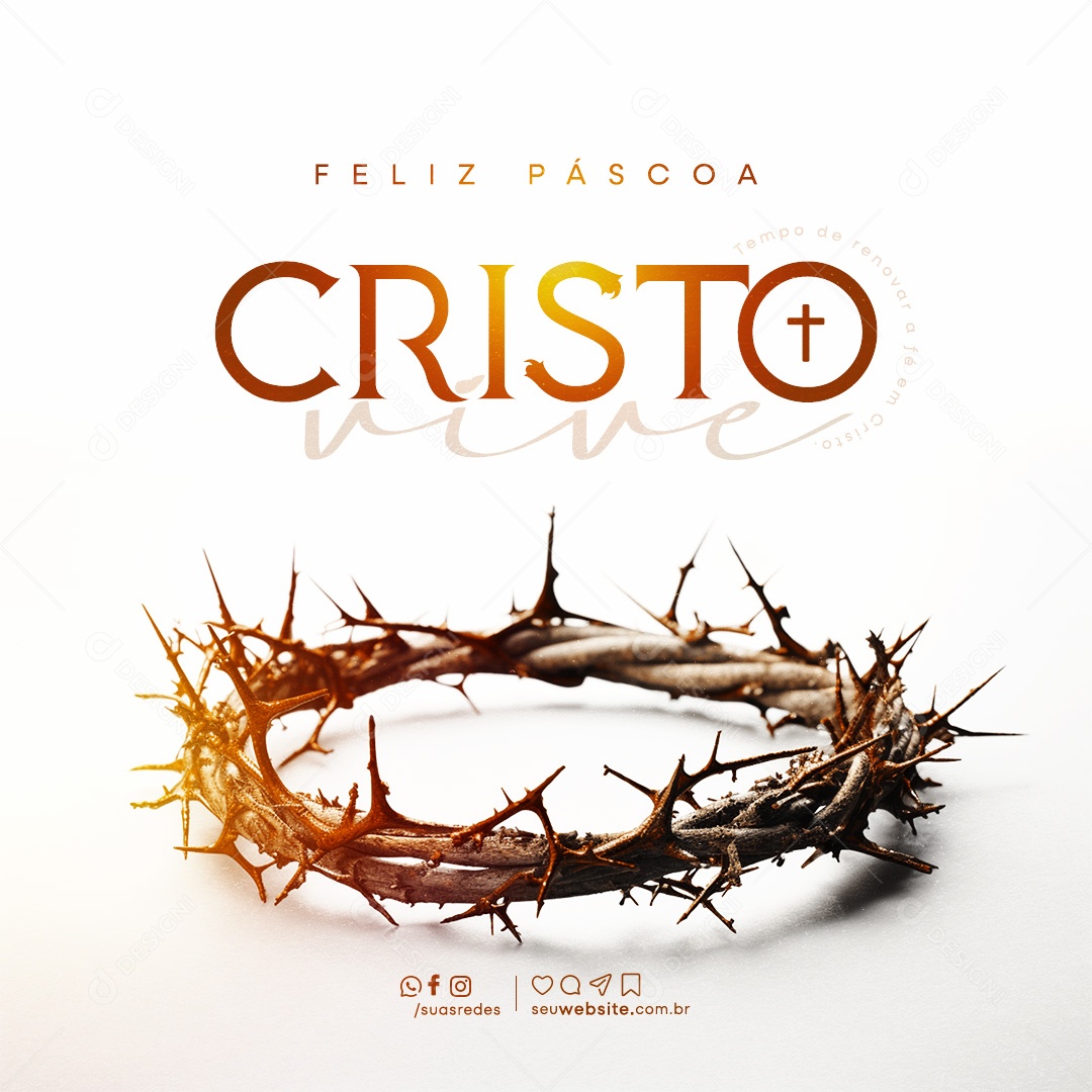 Feliz Páscoa 31 de Março Cristo Vive Social Media PSD Editável