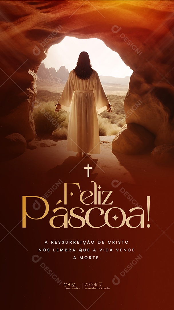 Story Feliz Páscoa 31 de Março a Vida Vence a Morte Social Media PSD Editável
