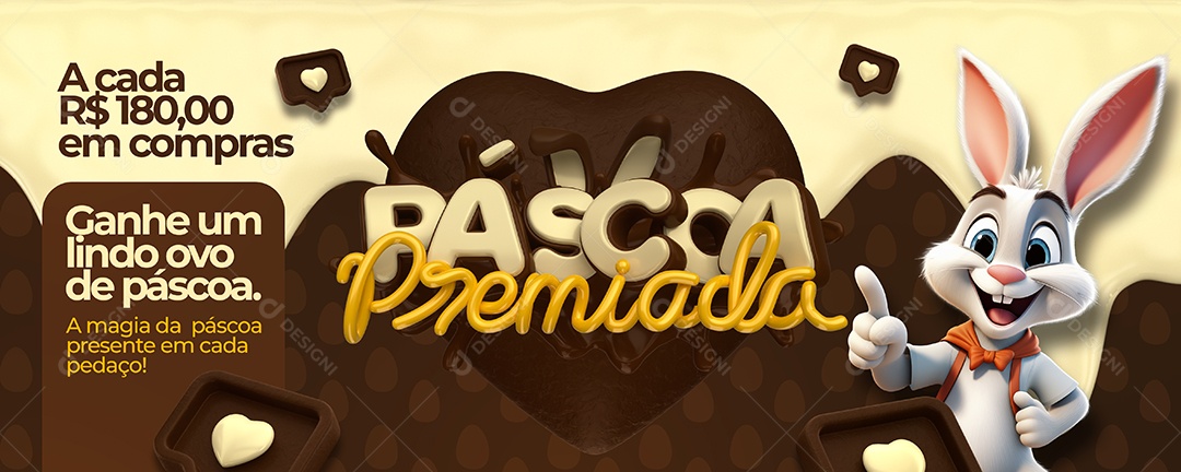 Banner Páscoa Premiada Supermercado Ganhe um Lindo Ovo de Páscoa Social Media PSD Editável