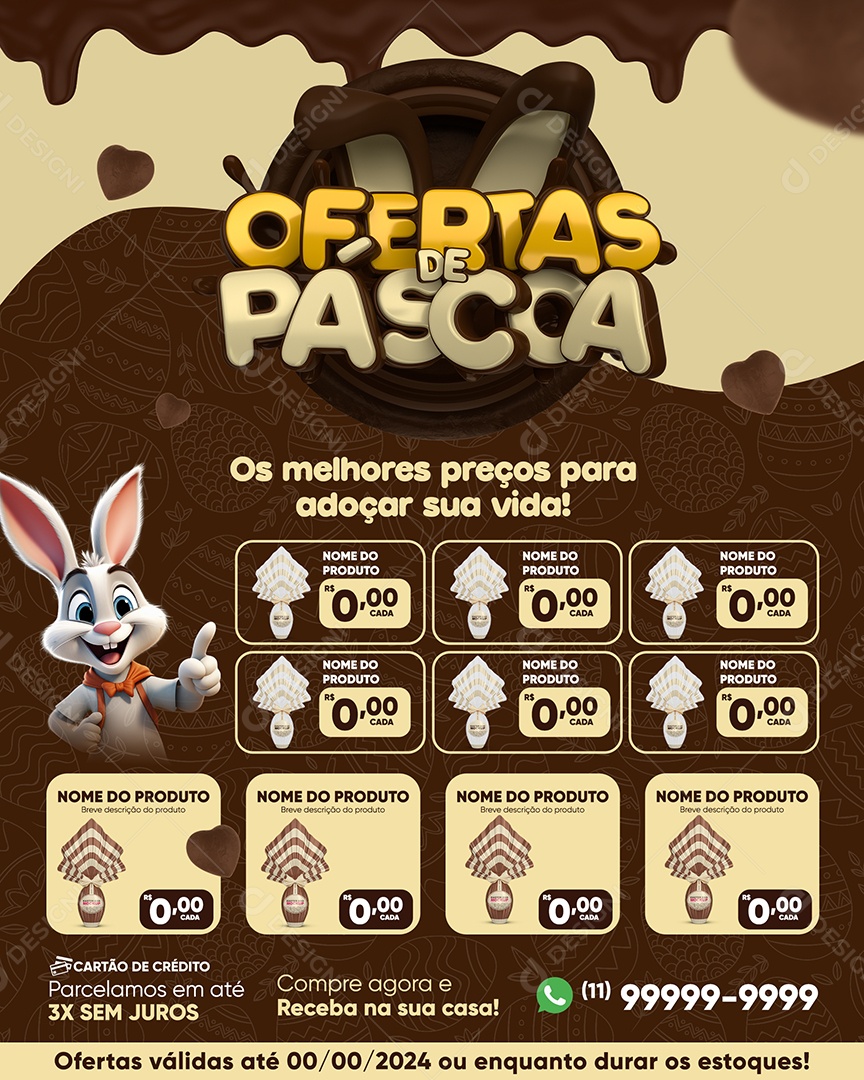 Social Media Ofertas de Páscoa Supermercado Encarte Ovos de Páscoa PSD Editável