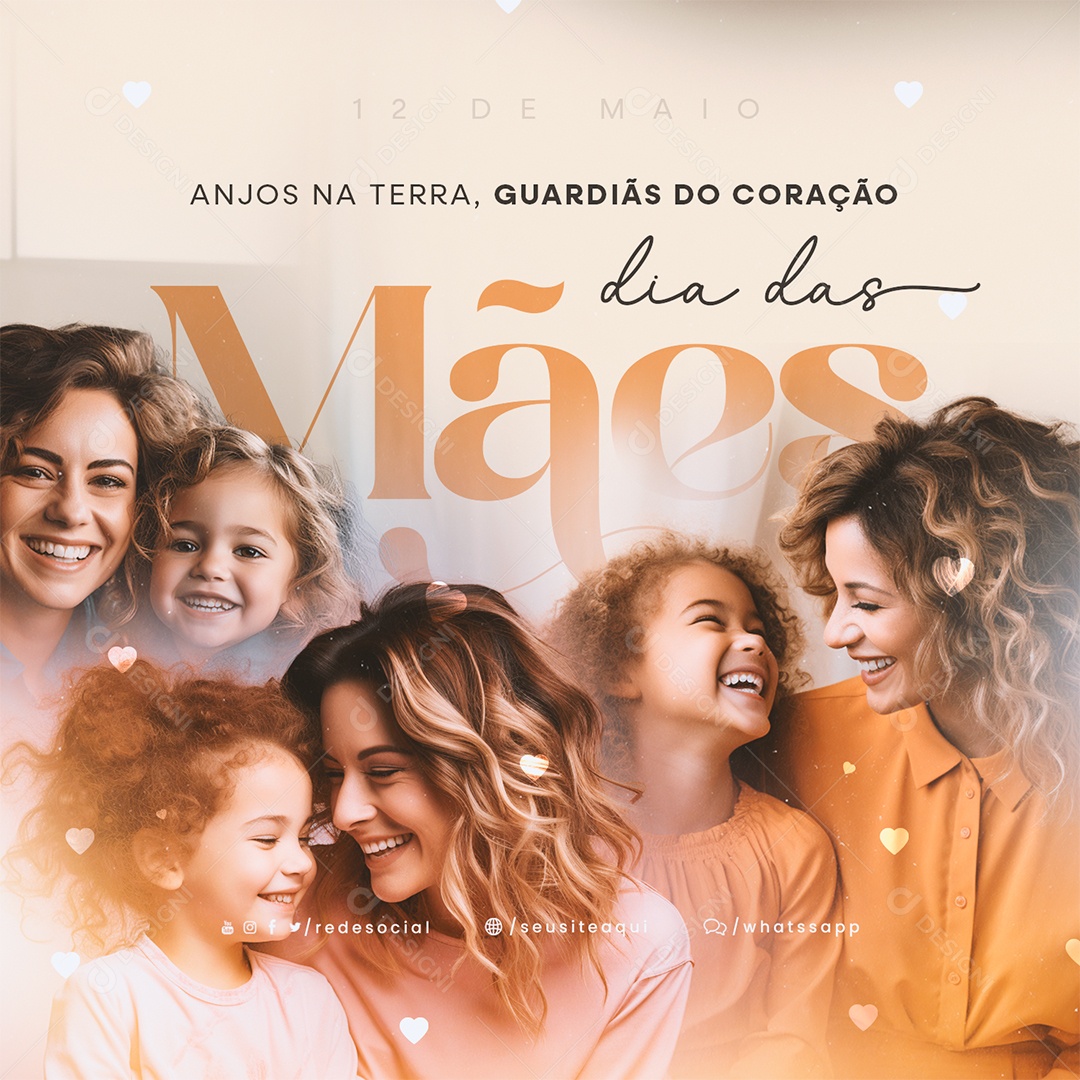 Dia das Mães 12 de Maio Anjos da Terra Guardiãs do Coração Social Media PSD Editável