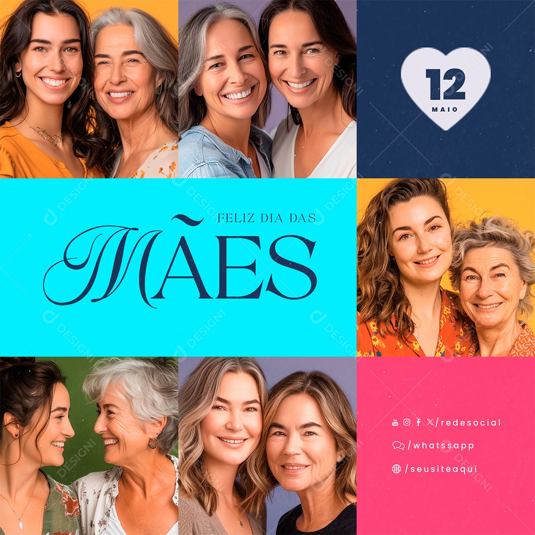 Feliz Dia das Mães 12 de Maio Social Media PSD Editável