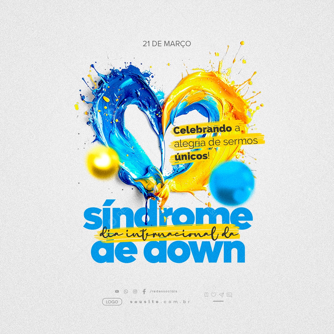 Dia Internacional da Síndrome de Down Celebrando a Alegria de Sermos Únicos Social Media PSD Editável