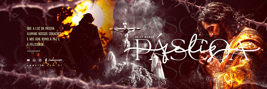 Carrossel Feliz Páscoa Que a Luz da Páscoa Ilumine nossos Corações Social Media PSD Editável