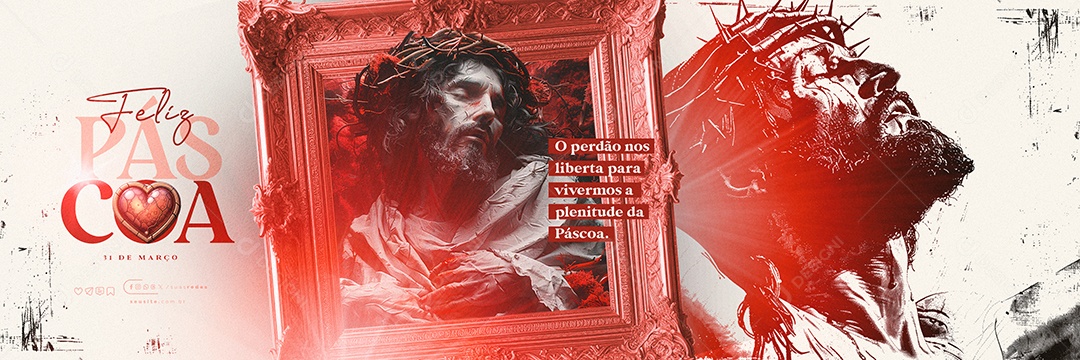 Carrossel Feliz Páscoa 31 De Março O Perdão nos Liberta Social Media PSD Editável