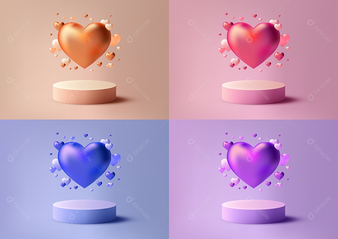 Modelo de Pódio do Dia dos Namorados Vetor EPS Editável