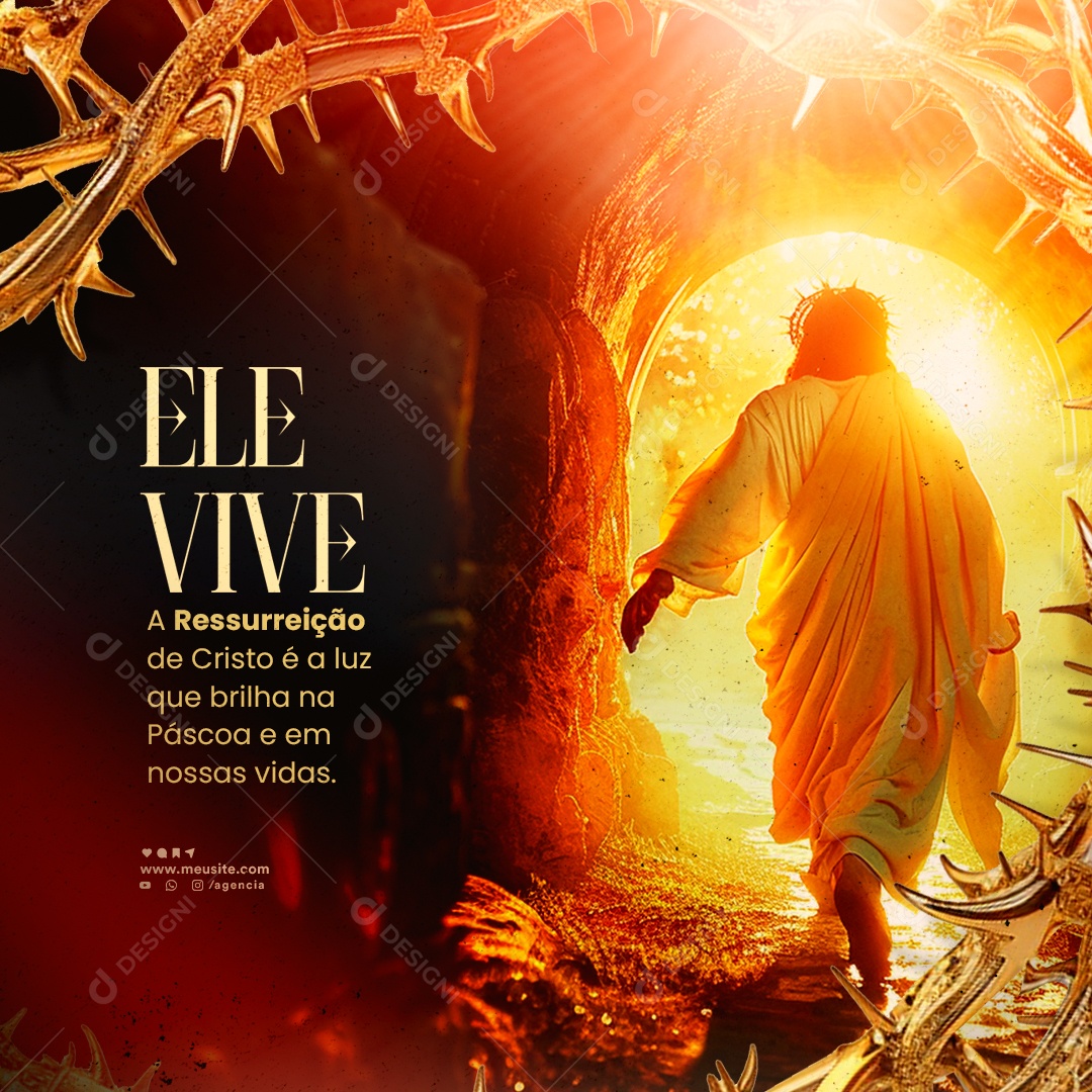 Páscoa 31 de Março a Ressurreição de Cristo é a a Luz Social Media PSD Editável