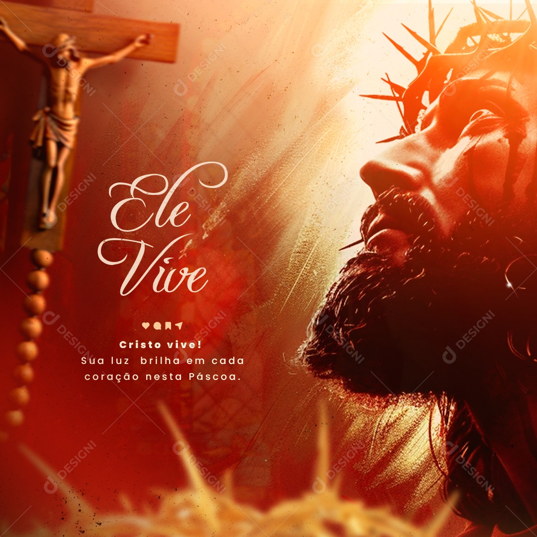 Semana Santa Ele Vive Social Media PSD Editável