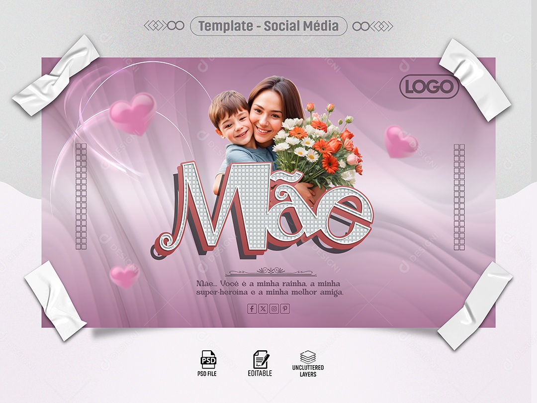 Banner Dia das Mães Você é a Minha Rainha Social Media PSD Editável