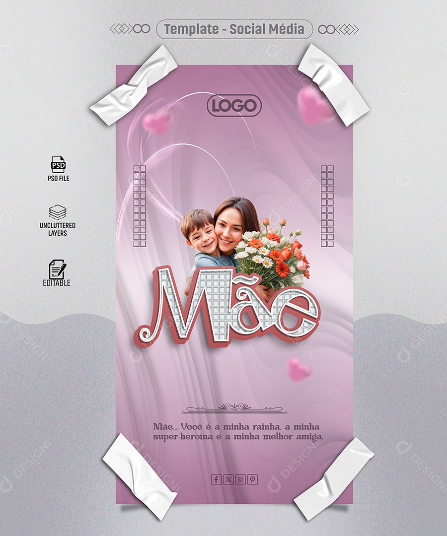 Story Dia das Mães Você é a Minha Rainha Social Media PSD Editável