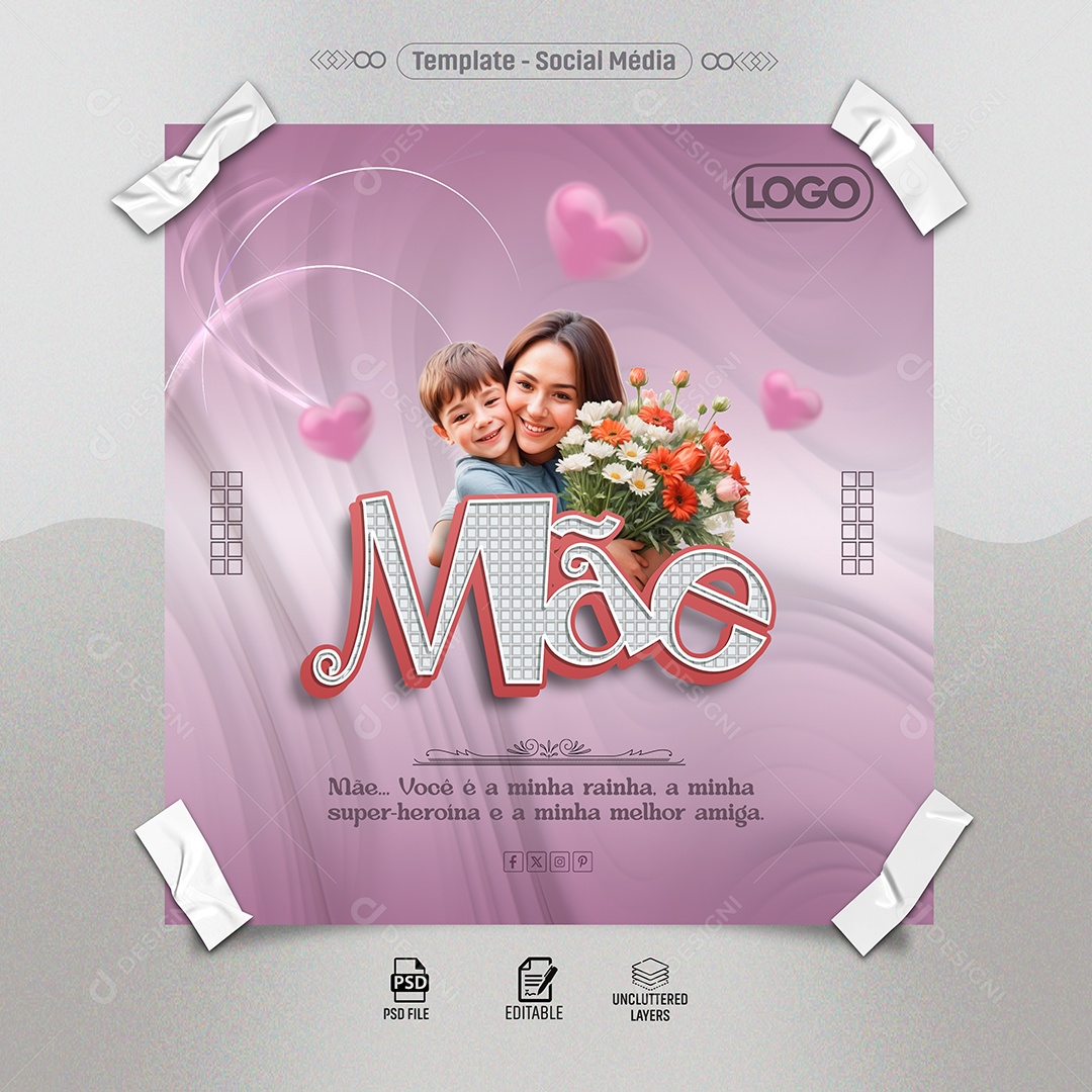 Feed Dia das Mães Você é a Minha Rainha Social Media PSD Editável
