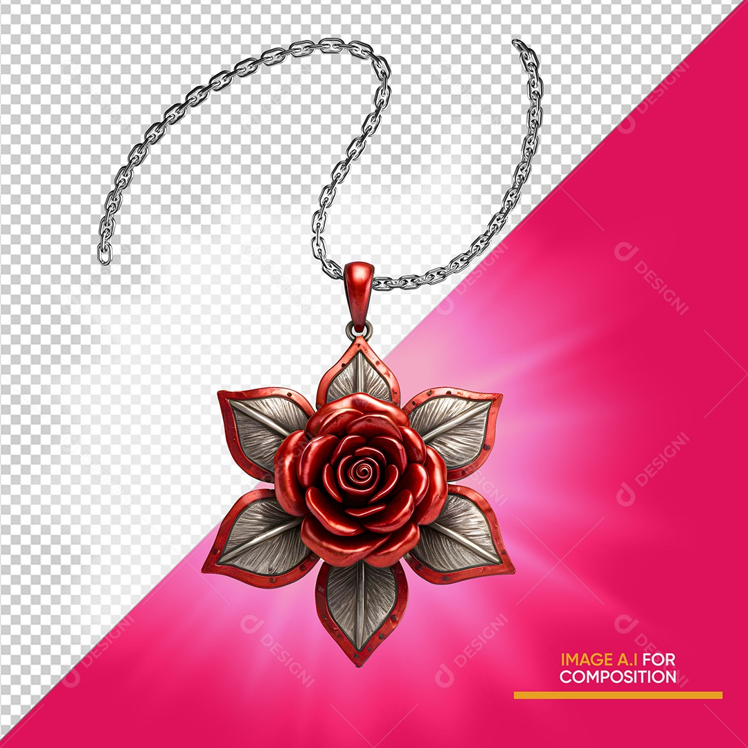 Corrente e Flor Elemento 3D para Composição PSD