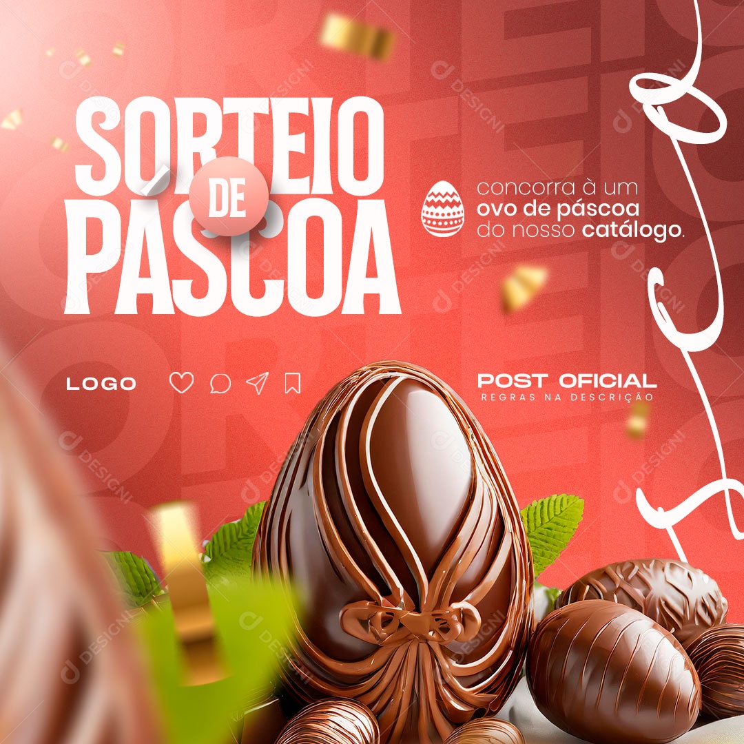 Sorteio de Páscoa Concorra a um Ovo do nosso Catálogo Social Media PSD  Editável