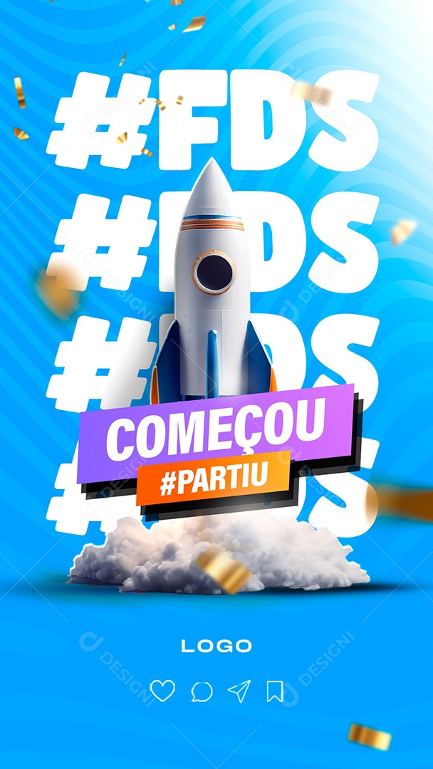 Final de Semana Começou Partiu Social Media PSD Editável