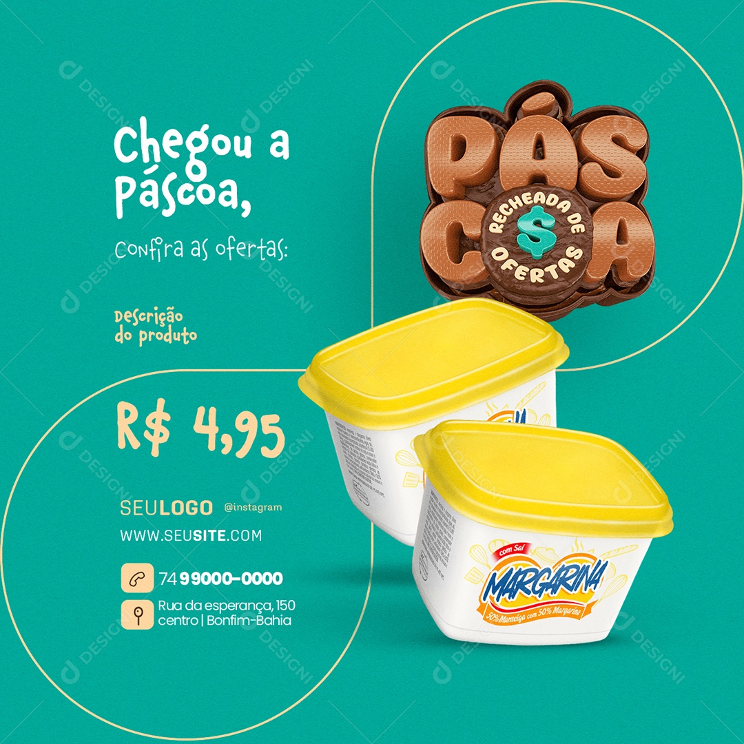 Páscoa Recheada de Ofertas Margarina Social Media PSD Editável