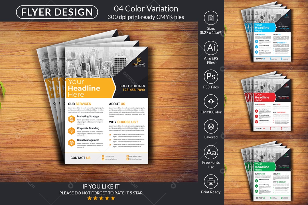 Modelo de Folheto Empresarial PSD + AI Editável