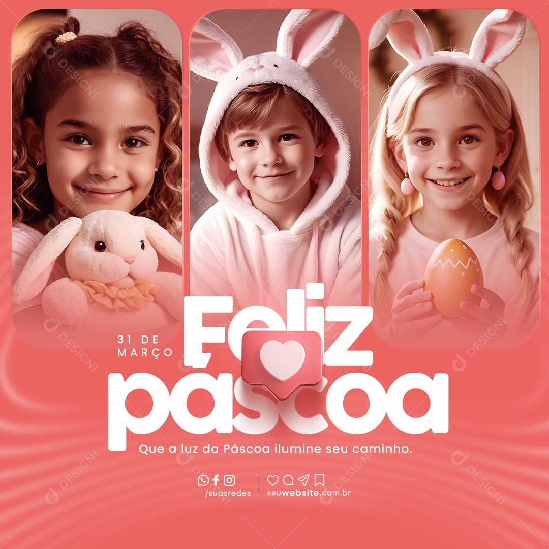 Páscoa 31 de Março que a Luz Ilumine seu Caminho Social Media PSD Editável