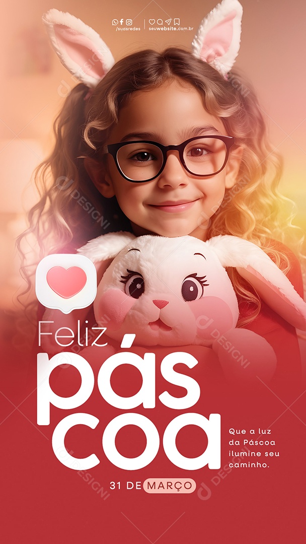 Story Feliz Páscoa 31 de Março que a Luz Ilumine seu Caminho Social Media PSD Editável
