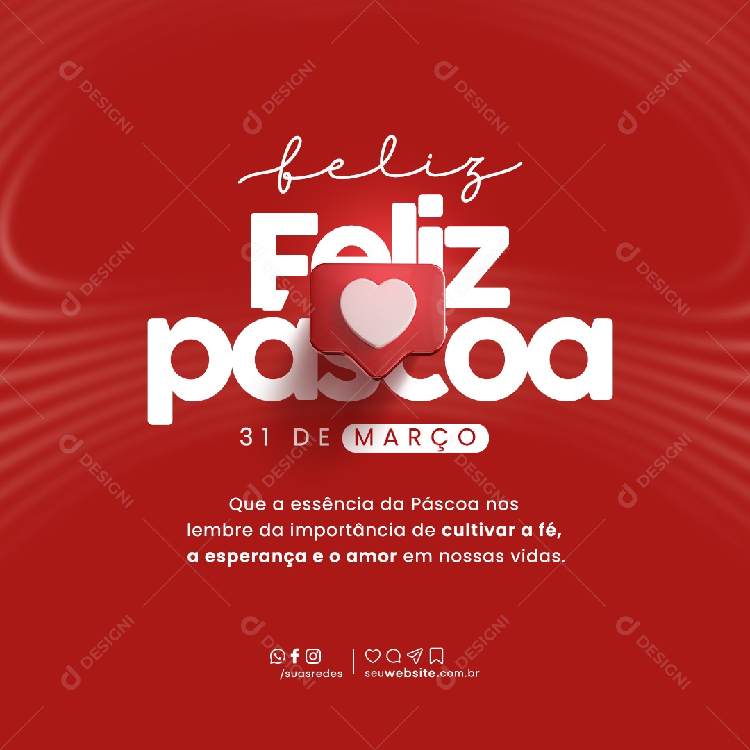 Happy Easter March 31st Remind us of the Importance of Cultivating Faith Social Media PSD Editable