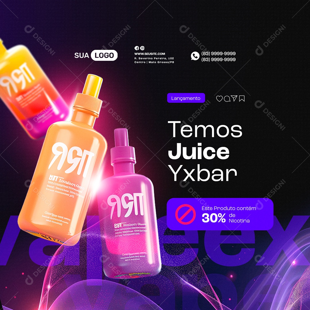 Tabacaria Temos Juice Yxbar Lançamento Social Media PSD Editável