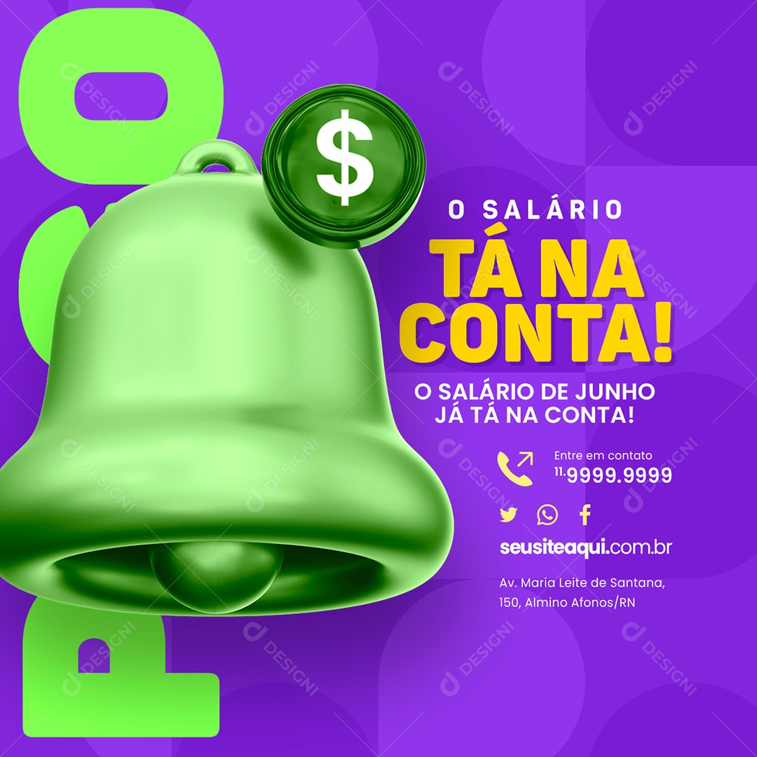 Prefeitura Pagamentos O Salário Tá na Conta Social Media PSD Editável