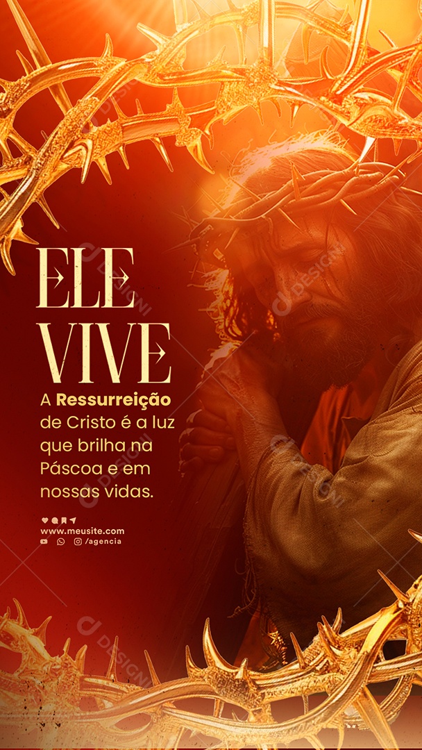 Story Páscoa 31 de Março Ele Vive Social Media PSD Editável