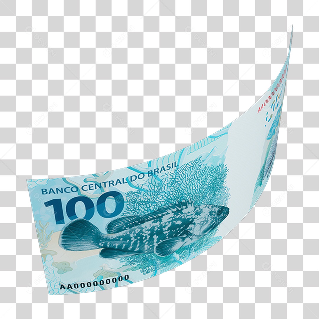 Cédula Nota Dinheiro de 100 Reais Real Brasileiro PNG Transparente