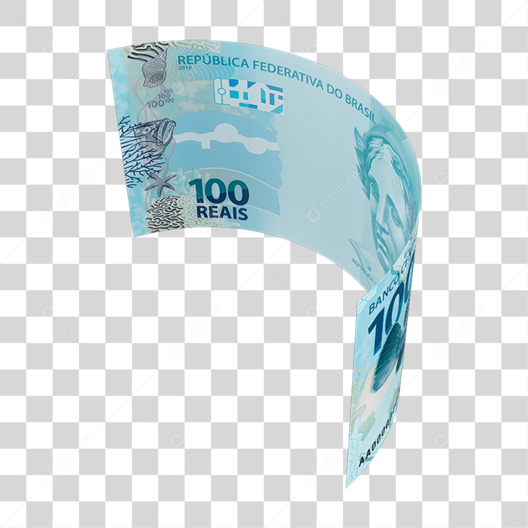 Cédula Nota Dinheiro de 100 Reais Real Brasileiro PNG Transparente