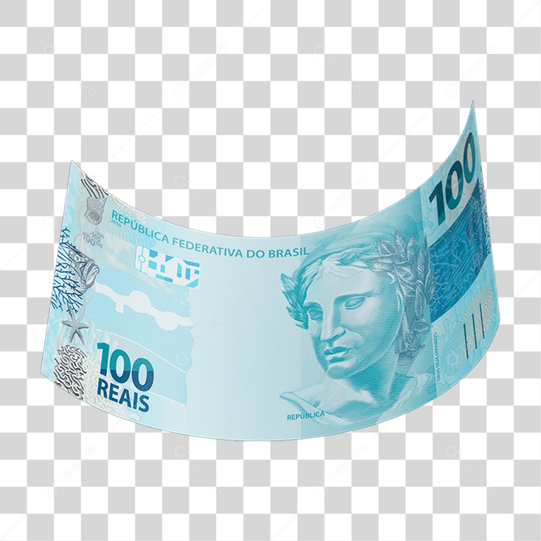 Cédula Nota Dinheiro de 100 Reais Real Brasileiro PNG Transparente