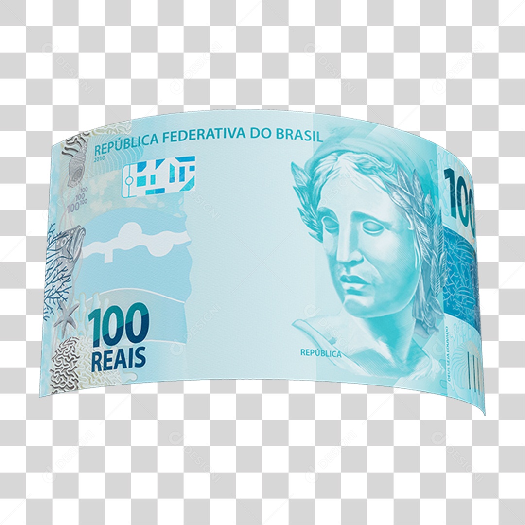 Cédula Nota Dinheiro de 100 Reais Real Brasileiro PNG Transparente