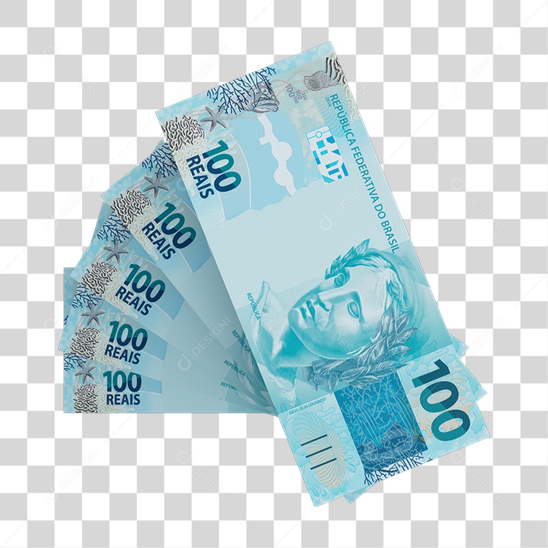Cédula Nota Dinheiro de 100 Reais Real Brasileiro PNG Transparente