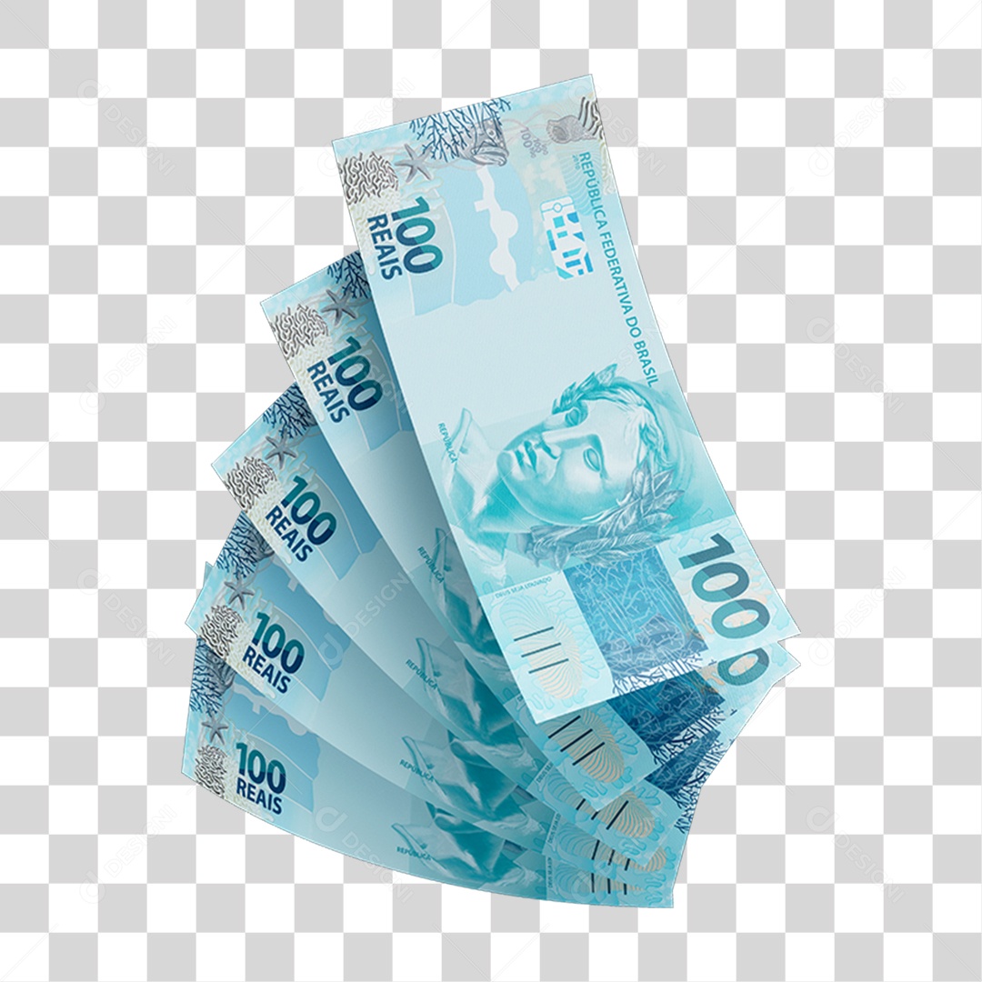 Cédula Nota Dinheiro de 100 Reais Real Brasileiro PNG Transparente
