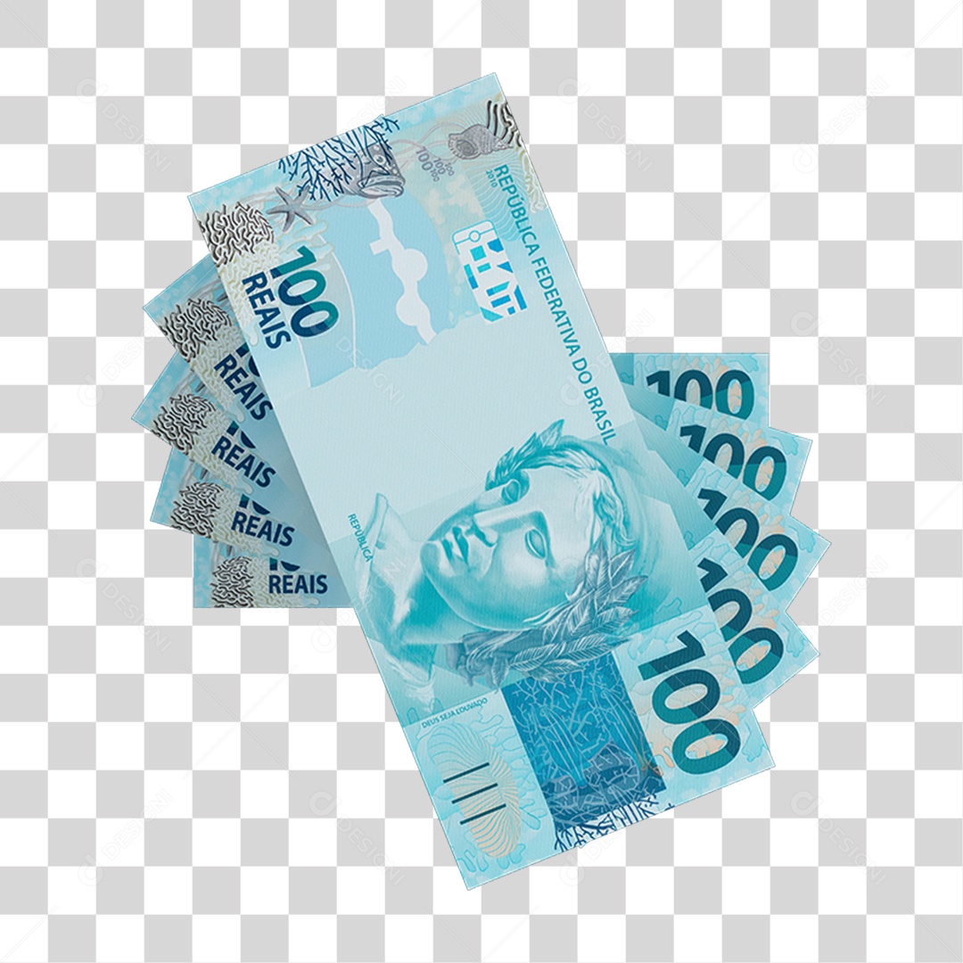 Cédula Nota Dinheiro de 100 Reais Real Brasileiro PNG Transparente