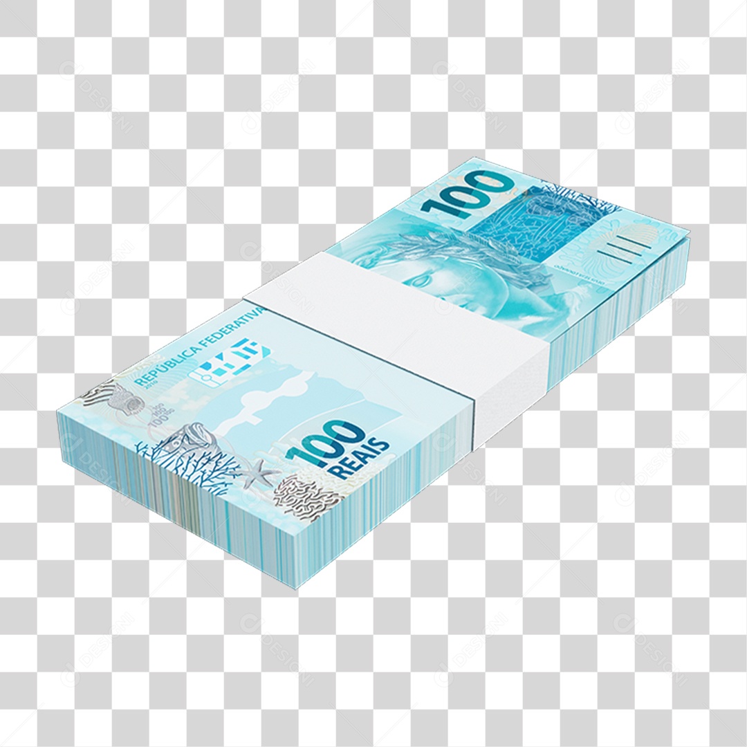 Cédula Nota Dinheiro de 100 Reais Real Brasileiro PNG Transparente