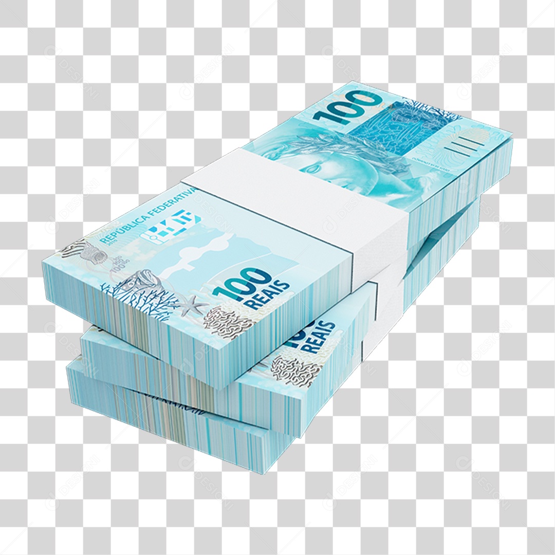 Cédula Nota Dinheiro de 100 Reais Real Brasileiro PNG Transparente