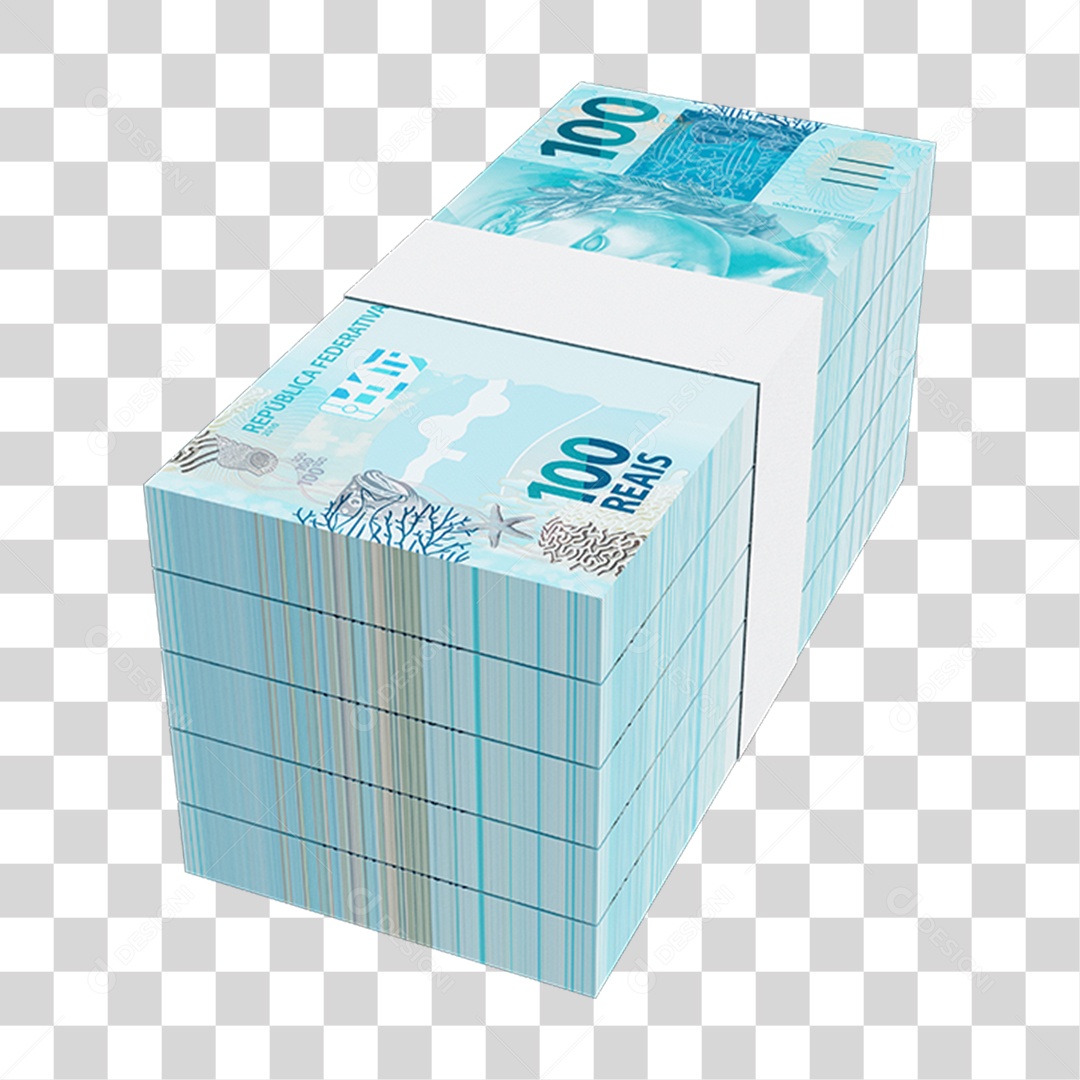 Cédula Nota Dinheiro de 100 Reais Real Brasileiro PNG Transparente