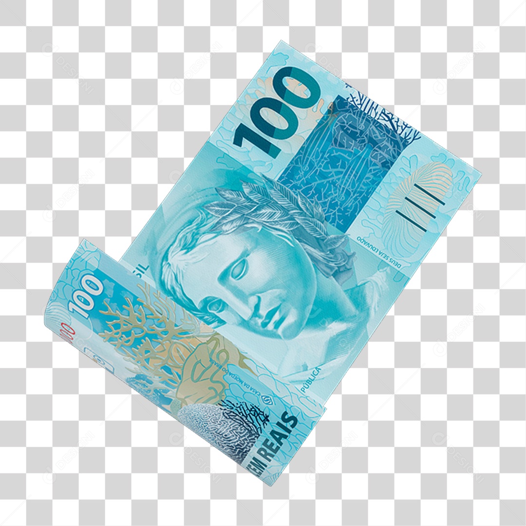 Cédula Nota Dinheiro de 100 Reais Real Brasileiro PNG Transparente