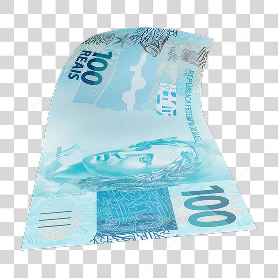 Cédula Nota Dinheiro de 100 Reais Real Brasileiro PNG Transparente