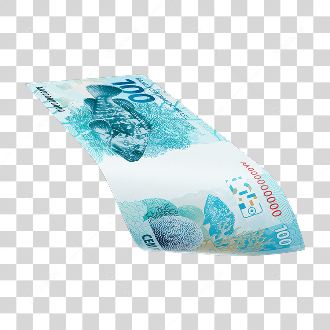 Cédula Nota Dinheiro de 100 Reais Real Brasileiro PNG Transparente