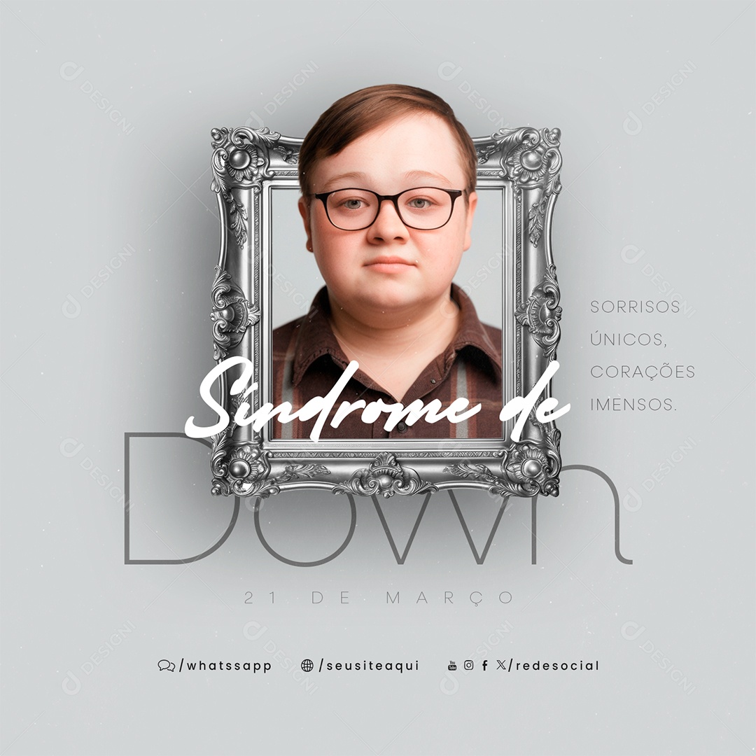 Dia Internacional da Síndrome de Down 21 De Março Sorrisos Únicos Social Media PSD Editável