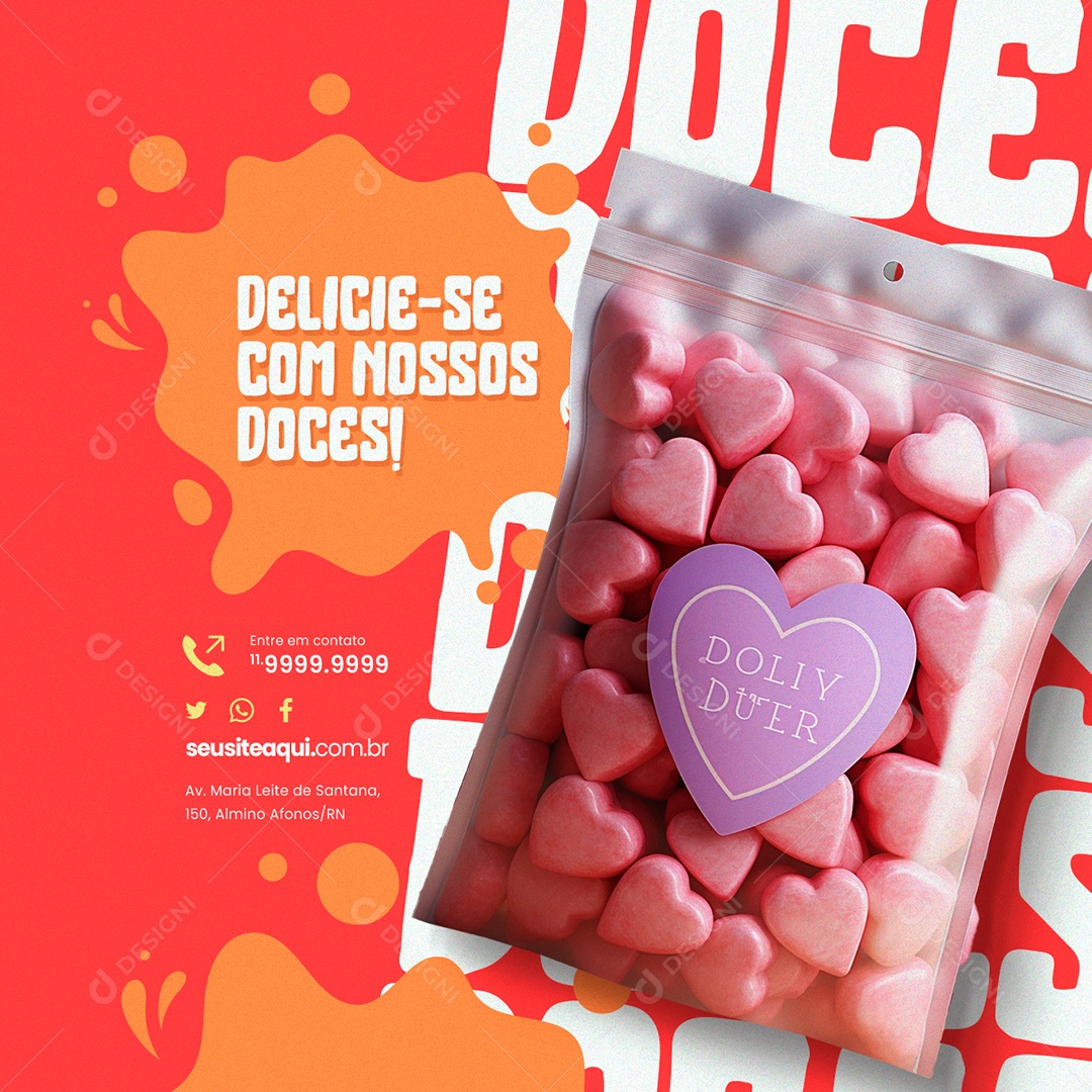 Social Media Delicie se com Nossos Doces PSD Editável