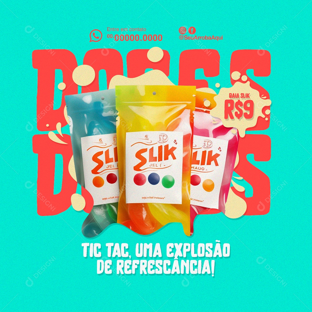 Doces Slik Tic Tac uma Explosão de Refrescância Social Media PSD Editável