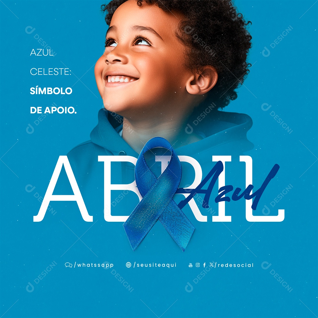 Abril Azul Símbolo de Apoio Social Media PSD Editável