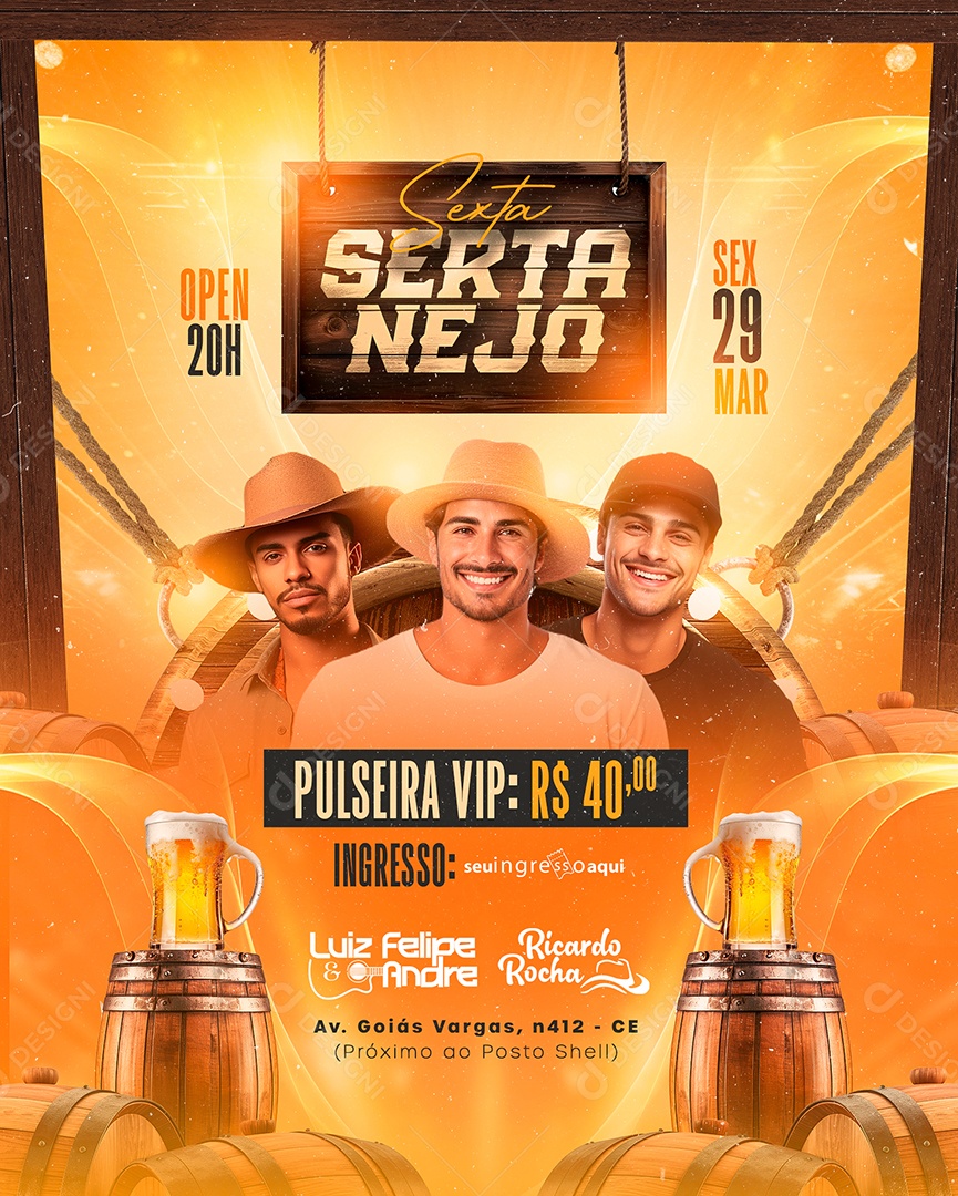 Flyer Luiz Felipe e Andre Ricardo Rocha Sexta Sertanejo Social Media PSD Editável