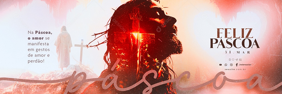 Carrossel Feliz Páscoa 31 de Março o Amor se Manifesta Social Media PSD Editável