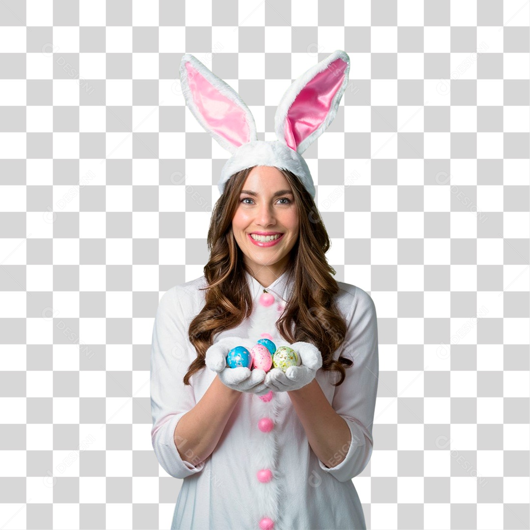 Mulher Vestida de Coelhinho da Páscoa