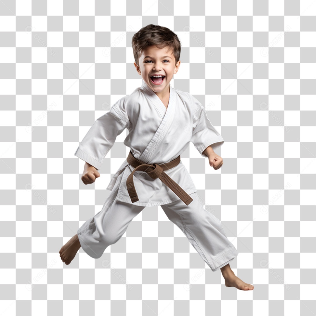 Criança com Roupa de Lutas PNG Transparente