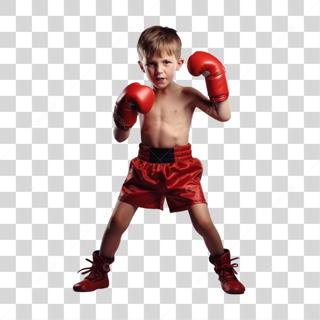 Criança com Luva de Boxe Lutas PNG Transparente