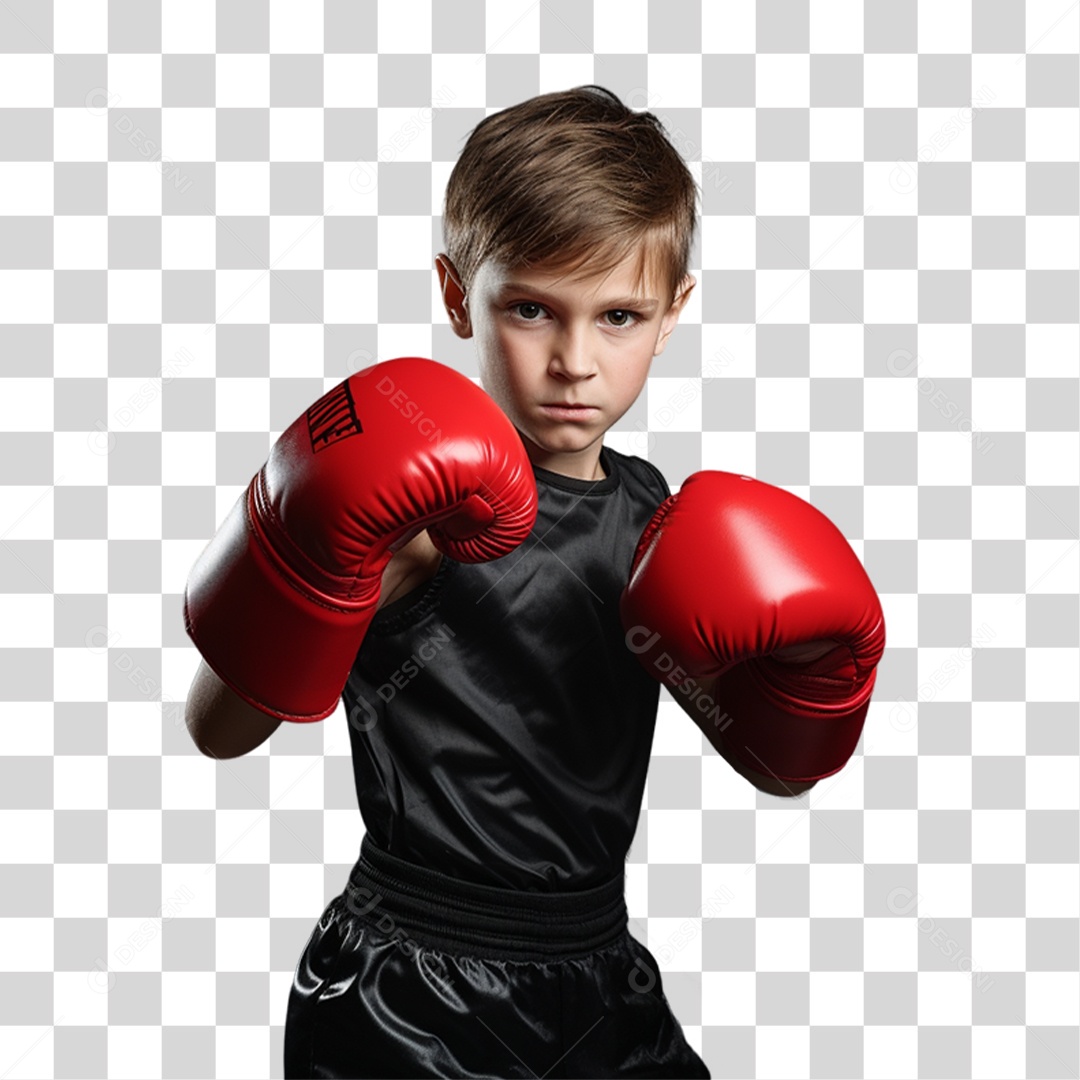 Criança com Luva de Boxe Lutas PNG Transparente