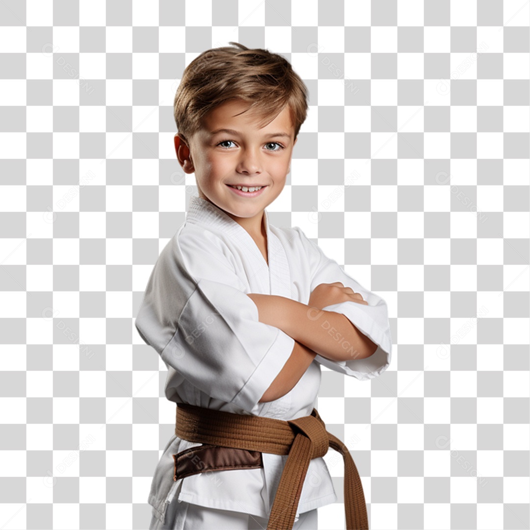 Criança com Roupa de Lutas PNG Transparente